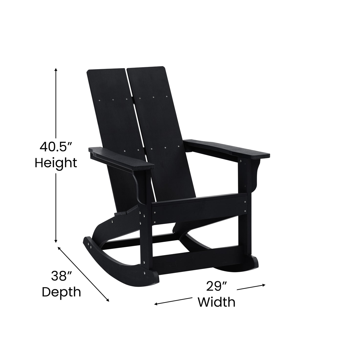 2 PK Black Resin Rocking Chair JJ-C14709-BK-2-GG