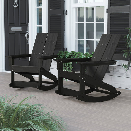 2 PK Black Resin Rocking Chair JJ-C14709-BK-2-GG