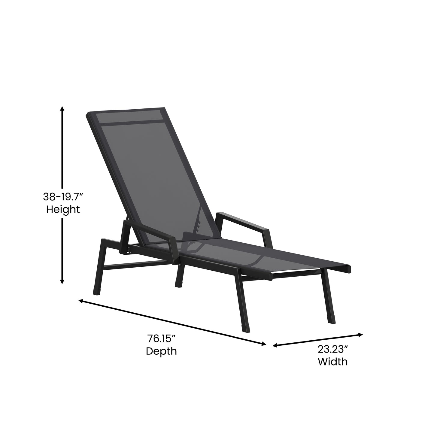 Black/Black Chaise Lounge JJ-LC323-BLK-BLK-GG