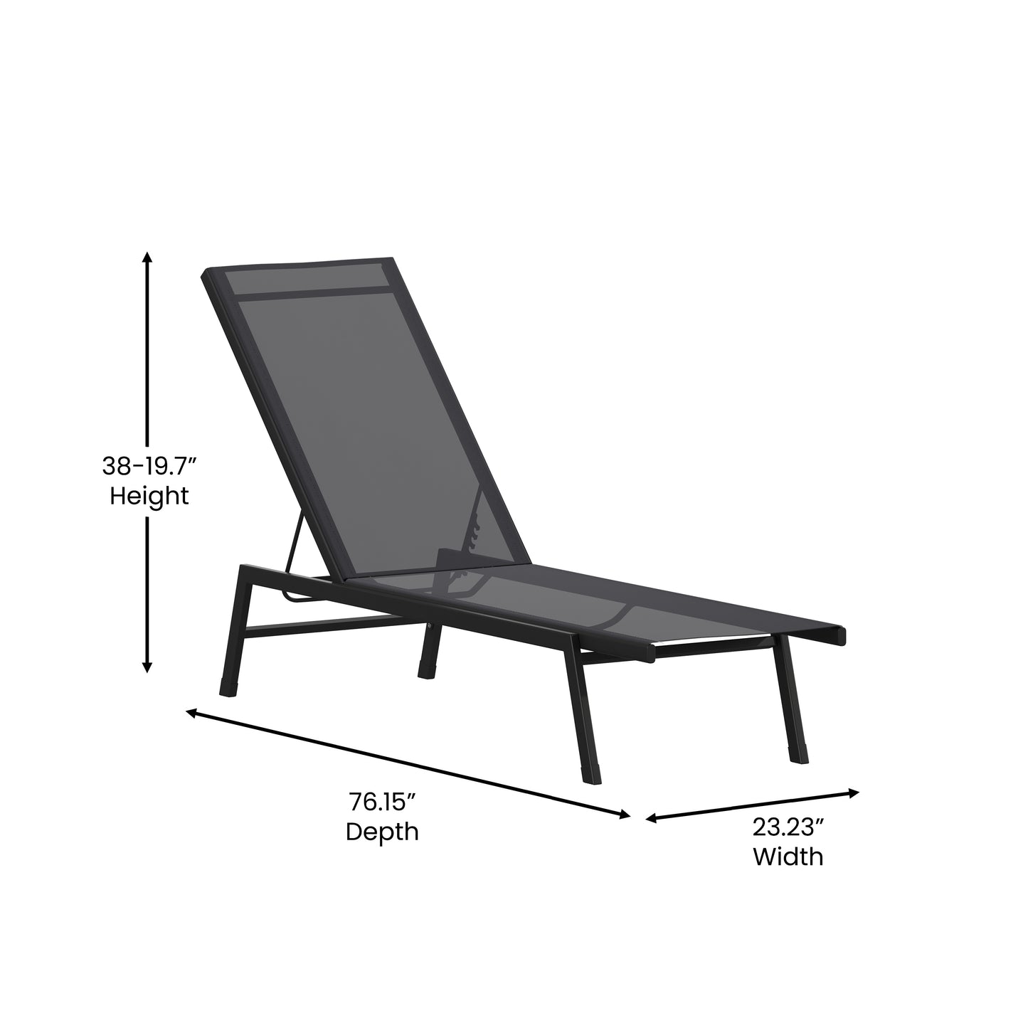 Black/Black Chaise Lounge JJ-LC326-BLK-BLK-GG