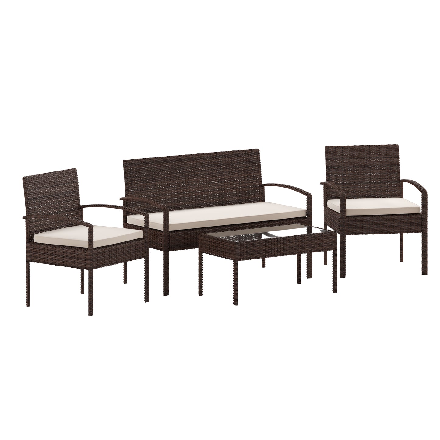 4PC Brown/Beige Patio Set JJ-S312-BNBG-GG