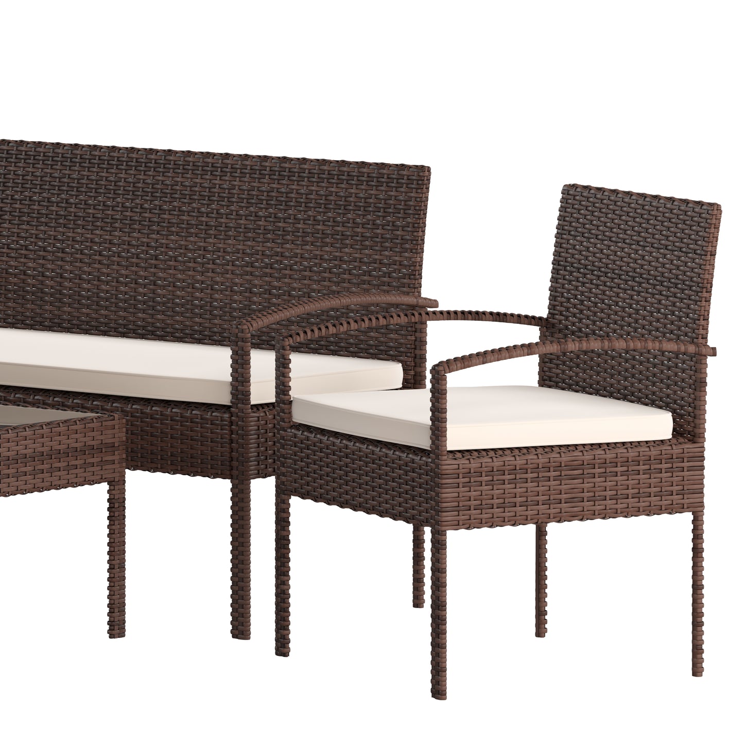 4PC Brown/Beige Patio Set JJ-S312-BNBG-GG