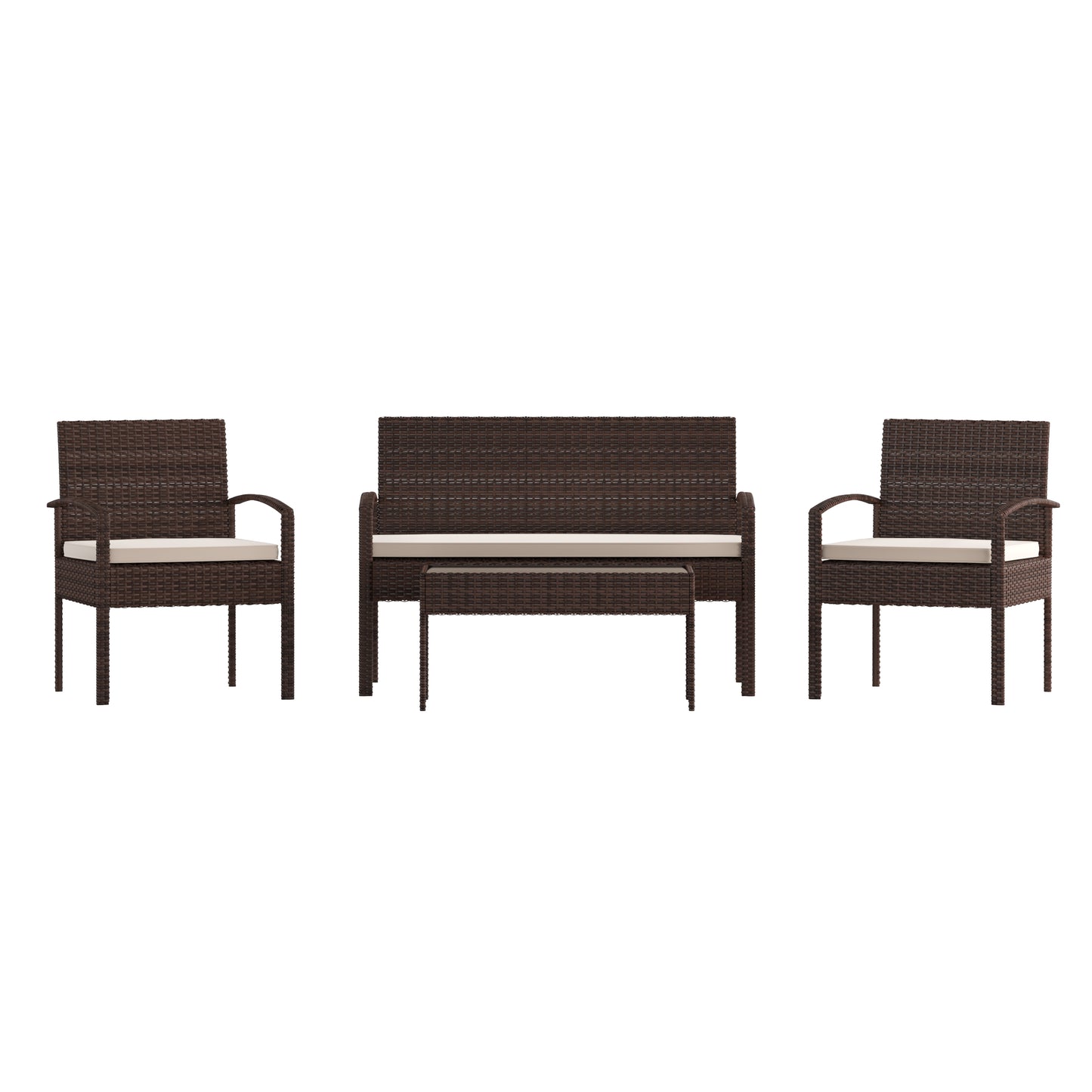 4PC Brown/Beige Patio Set JJ-S312-BNBG-GG