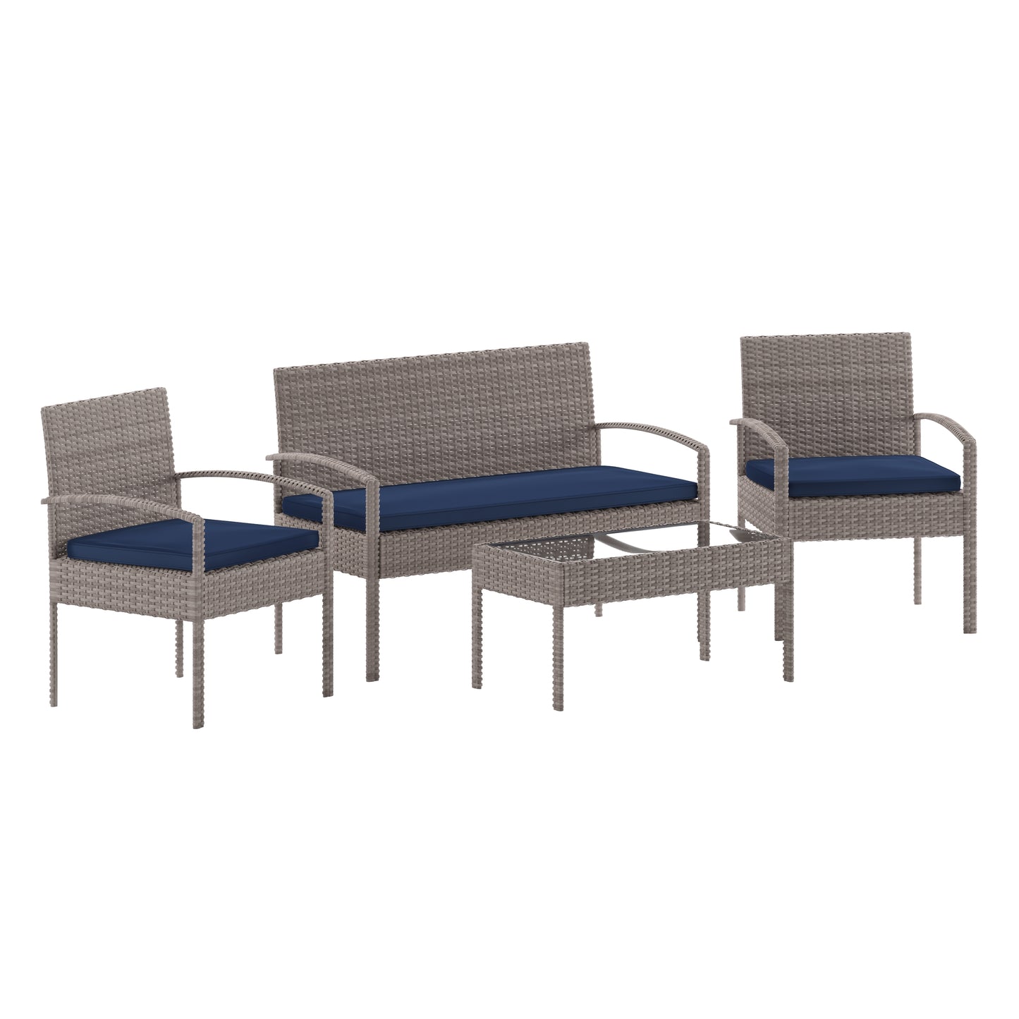 4PC Gray/Navy Patio Set JJ-S312-GYNV-GG