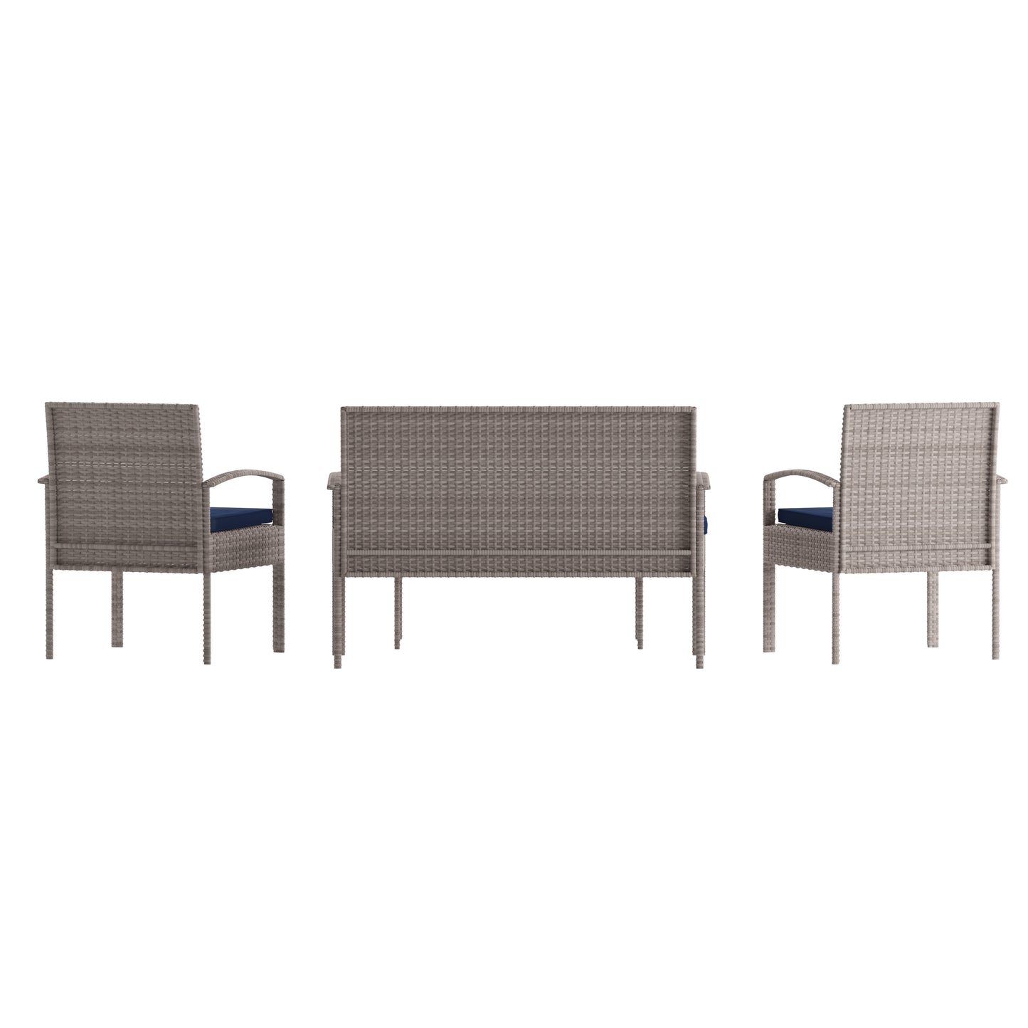 4PC Gray/Navy Patio Set JJ-S312-GYNV-GG