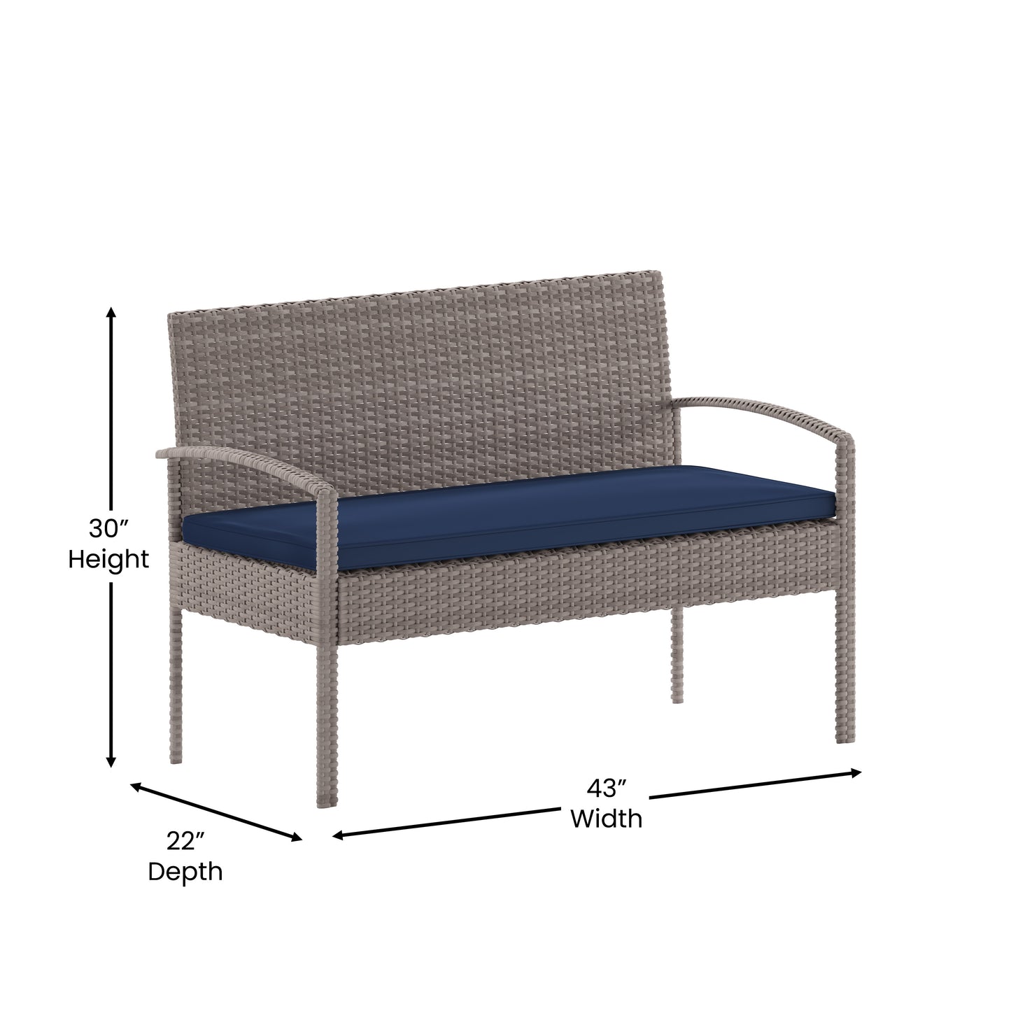 4PC Gray/Navy Patio Set JJ-S312-GYNV-GG