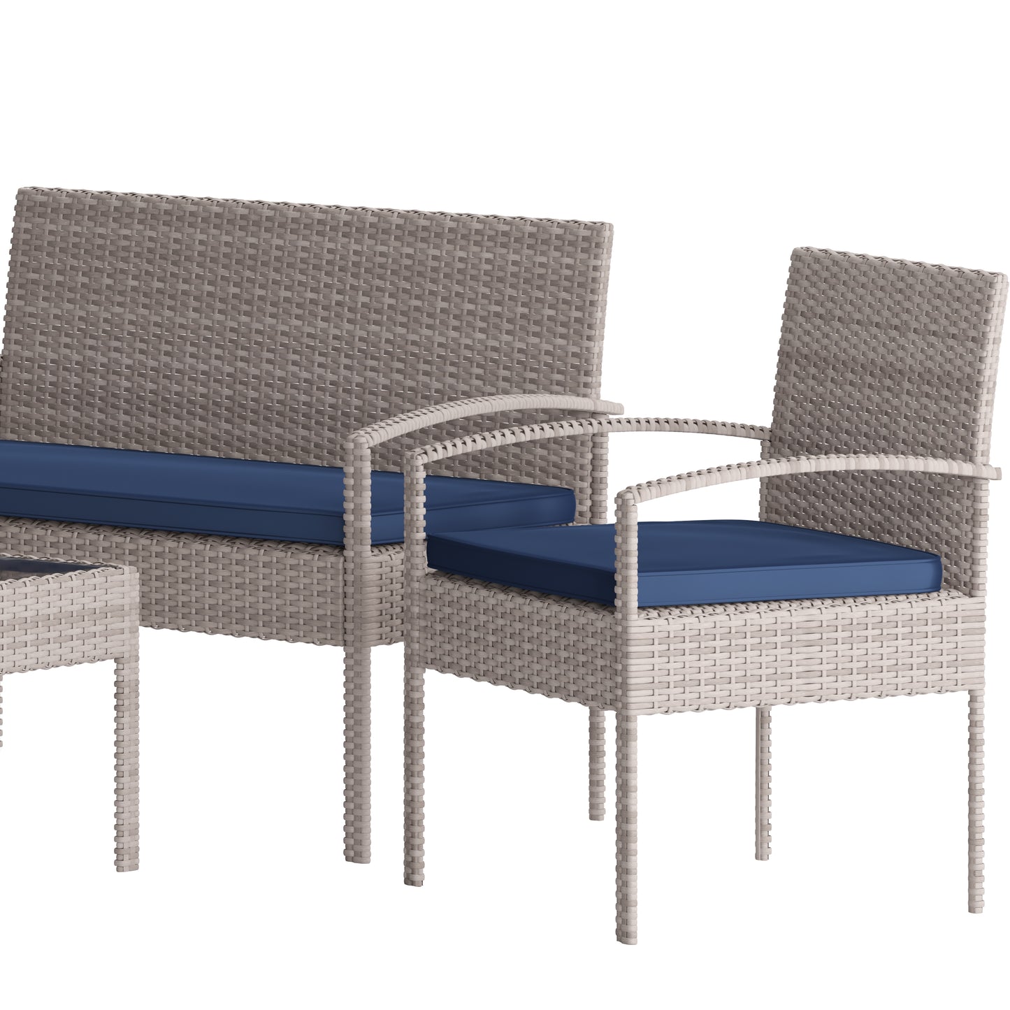 4PC Gray/Navy Patio Set JJ-S312-GYNV-GG