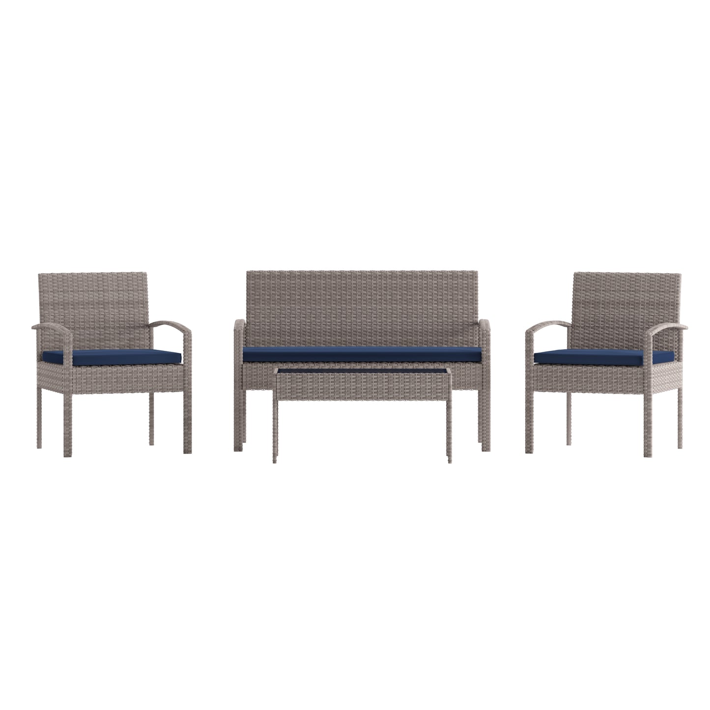 4PC Gray/Navy Patio Set JJ-S312-GYNV-GG