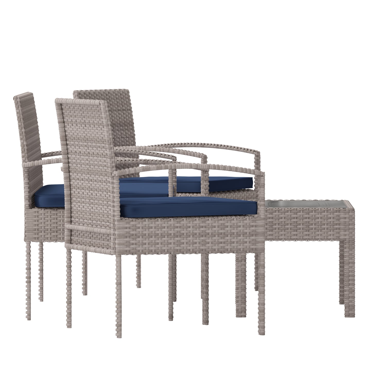 4PC Gray/Navy Patio Set JJ-S312-GYNV-GG