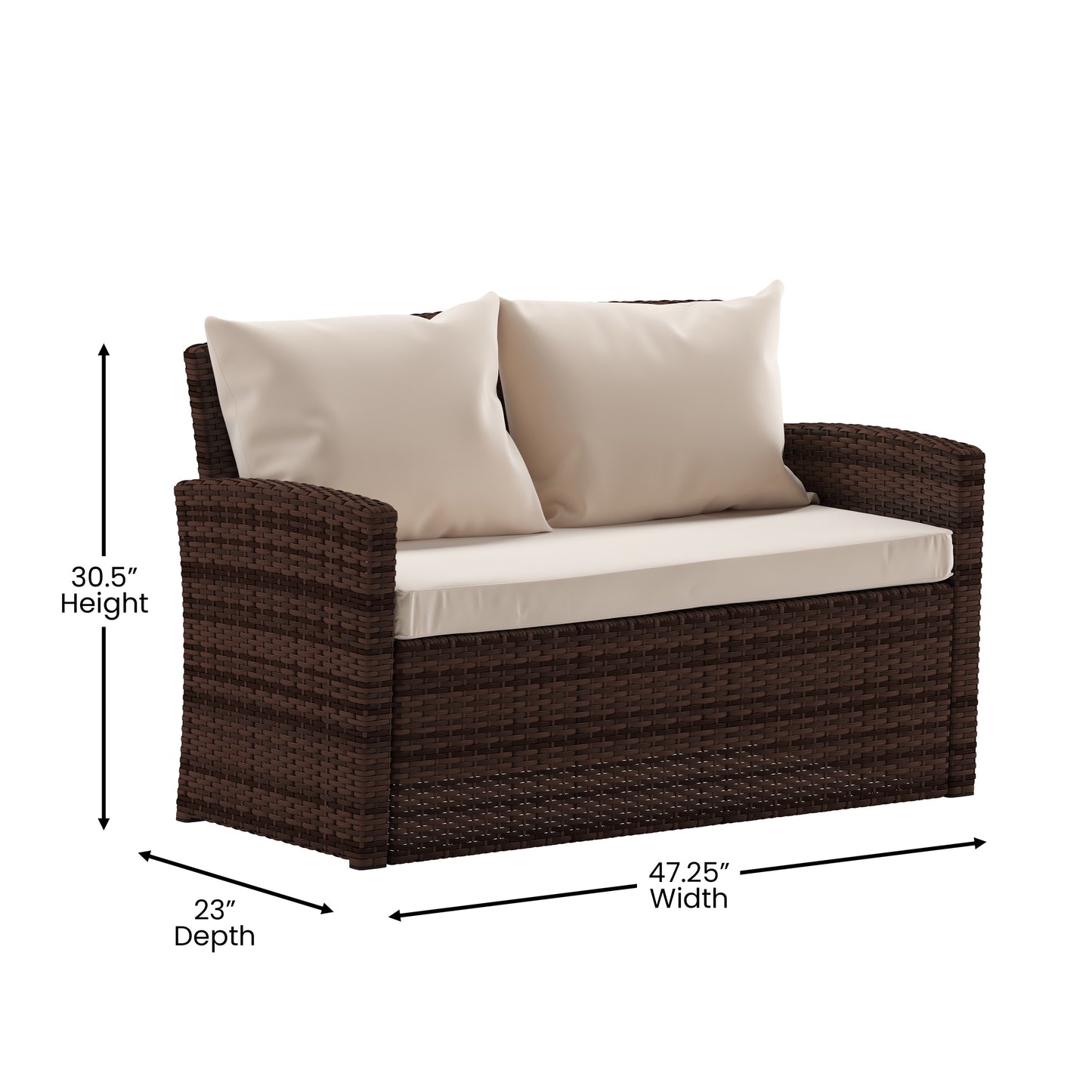 4PC Brown/Beige Patio Set JJ-S351-BNBG-GG