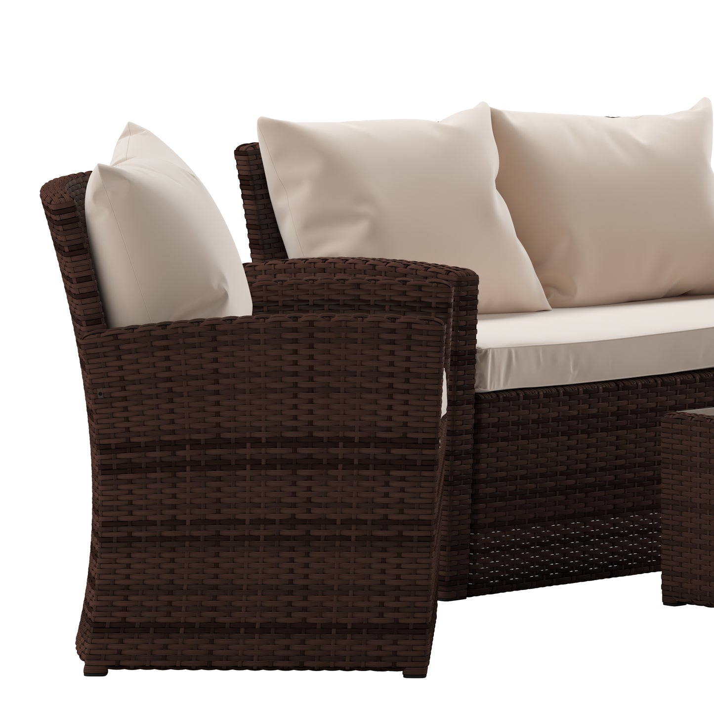 4PC Brown/Beige Patio Set JJ-S351-BNBG-GG