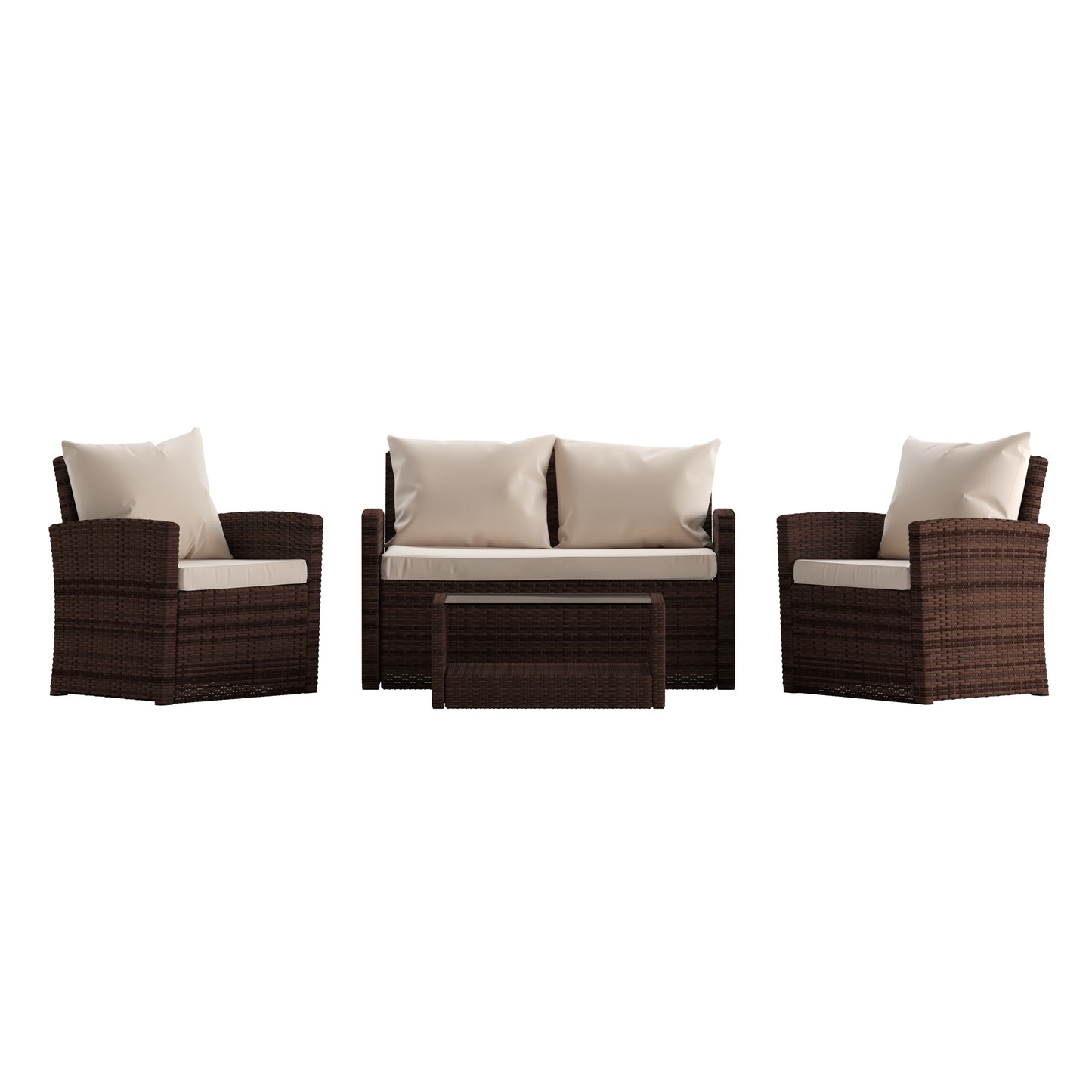 4PC Brown/Beige Patio Set JJ-S351-BNBG-GG