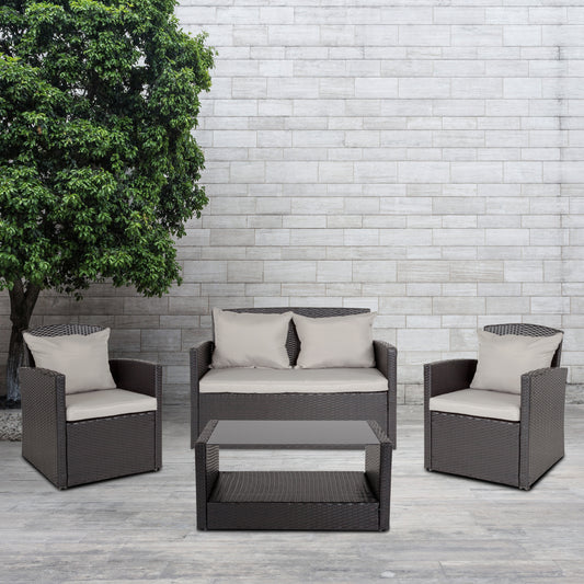 4PC Black Patio Set JJ-S351-GG