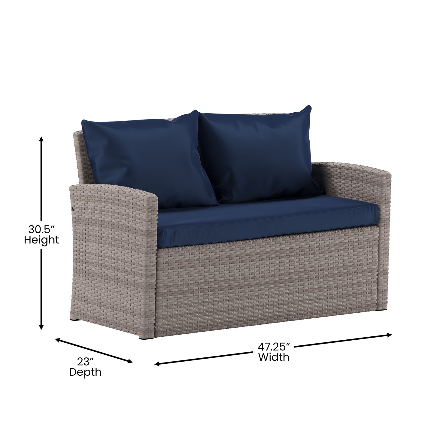 4PC Lt Gray/Navy Patio Set JJ-S351-GYNV-GG