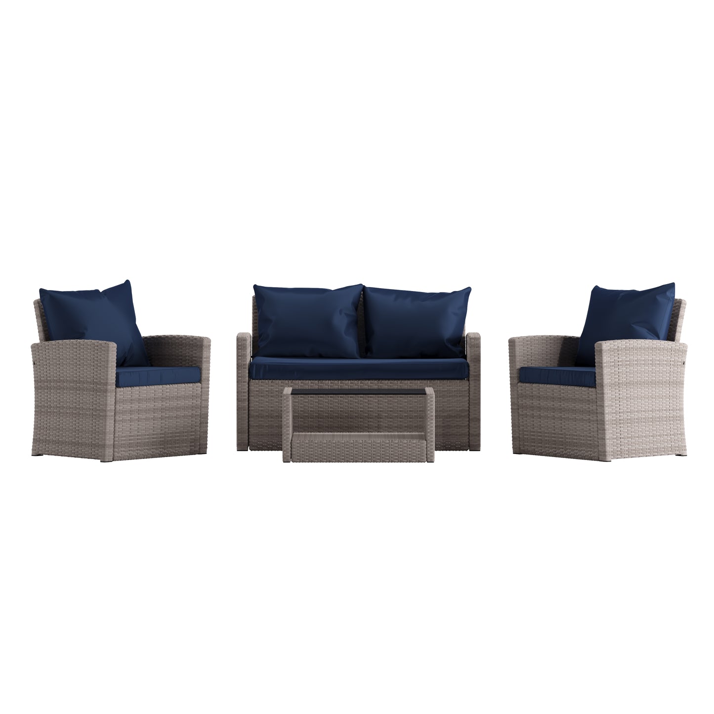 4PC Lt Gray/Navy Patio Set JJ-S351-GYNV-GG