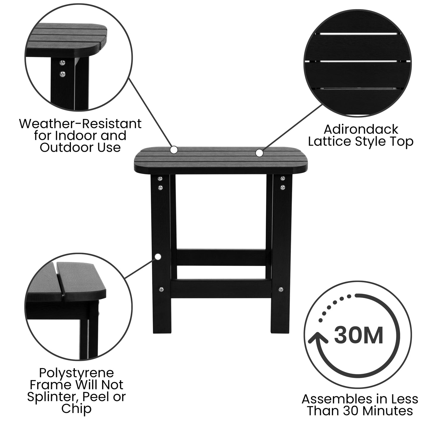 Black Adirondack Side Table JJ-T14001-BLK-GG