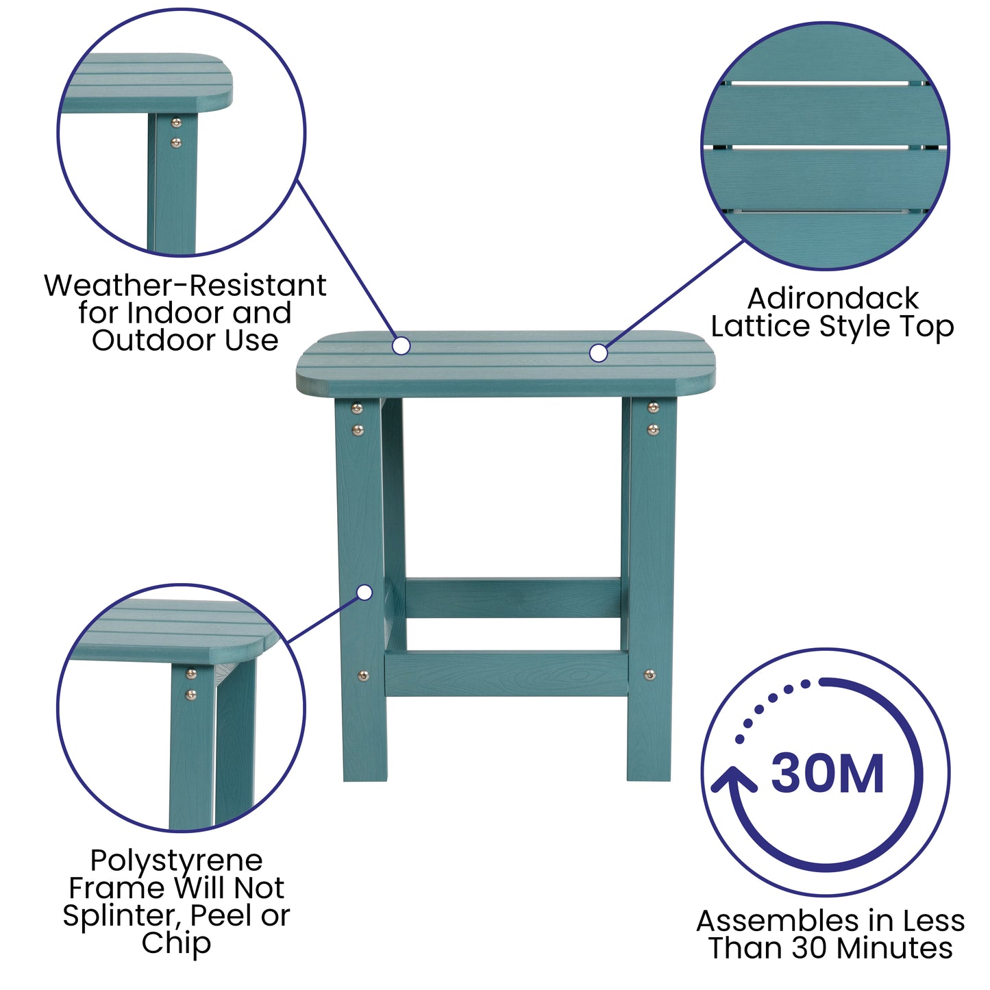 Teal Adirondack Side Table JJ-T14001-TL-GG