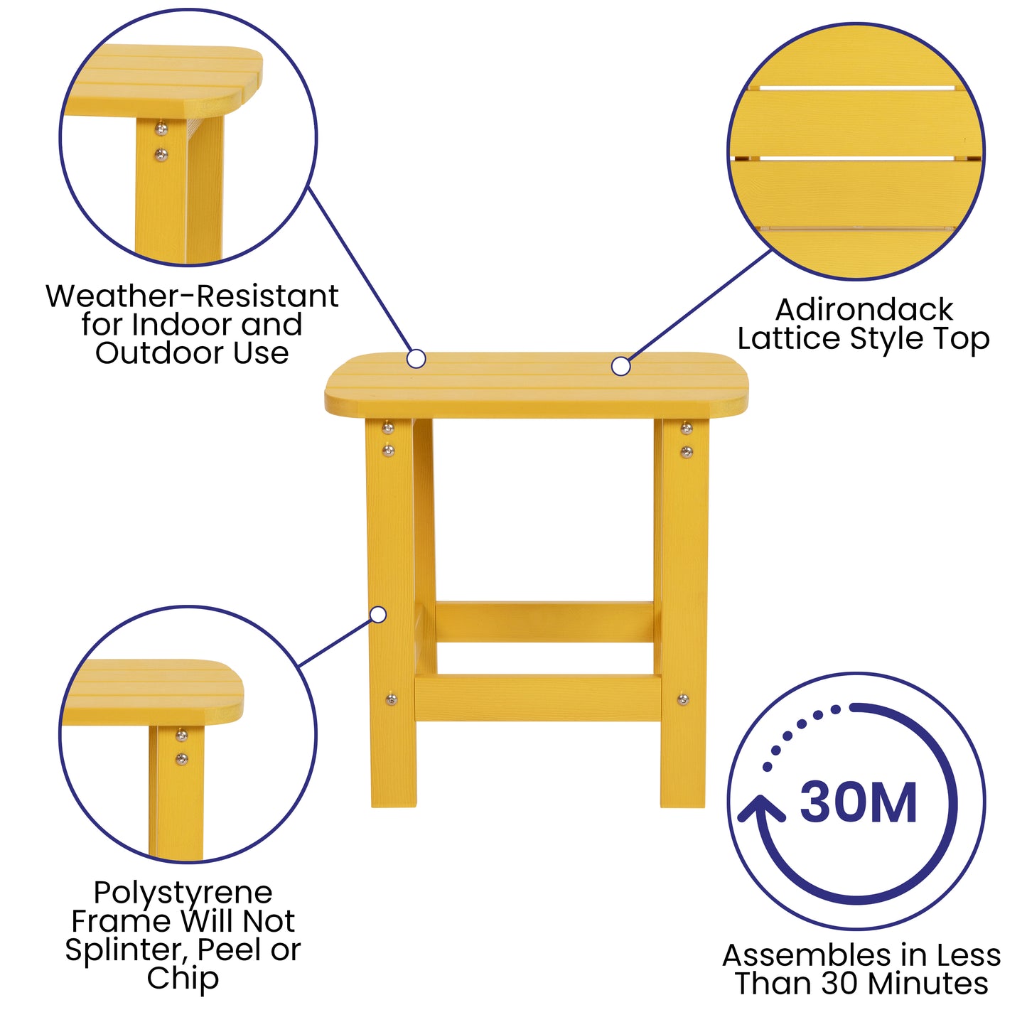 Yellow Adirondack Side Table JJ-T14001-YLW-GG