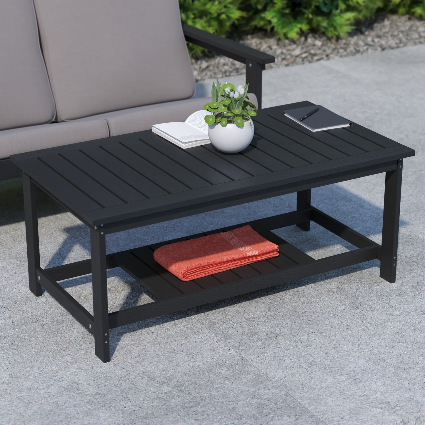 Black Poly Resin Table JJ-T14022-BK-GG