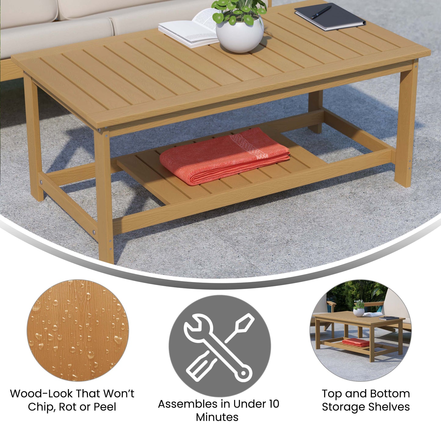 Natural Cedar Poly Resin Table JJ-T14022-BR-GG