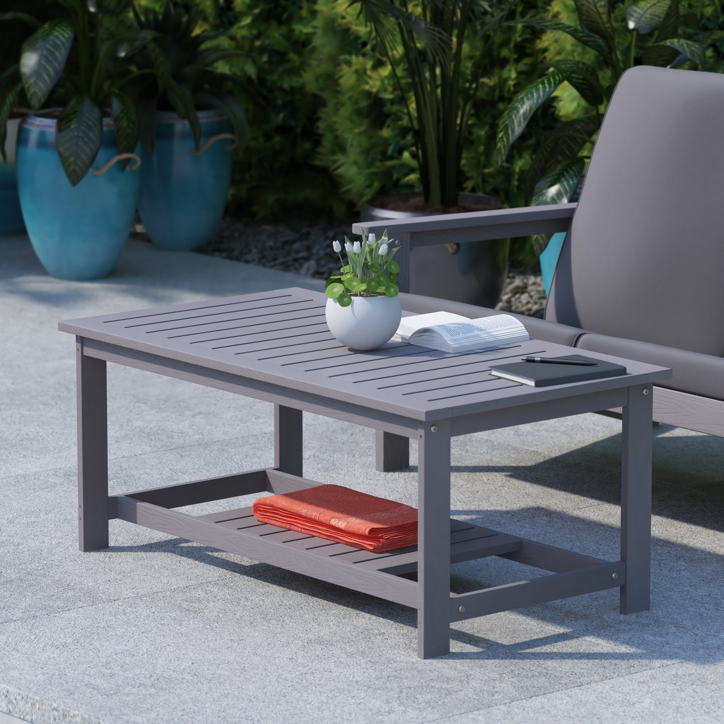 Gray Poly Resin Table JJ-T14022-GY-GG