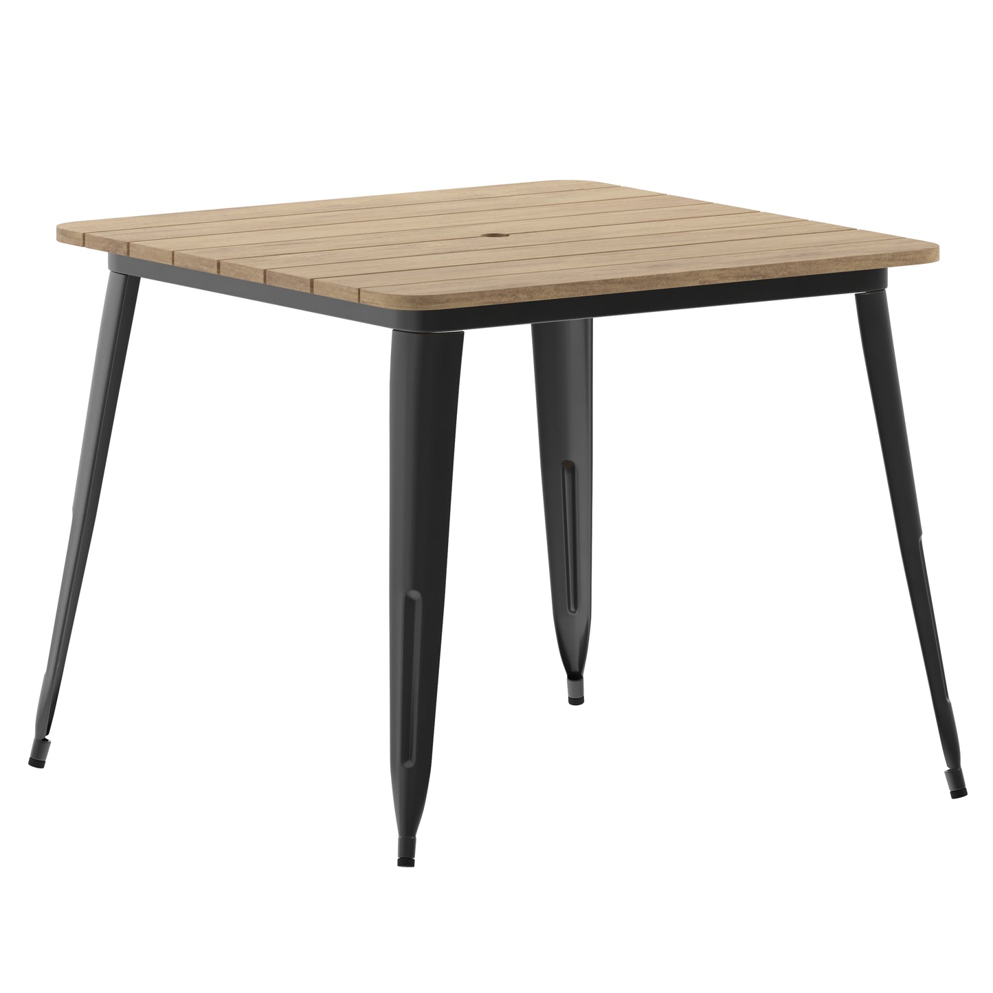 Contemporary 36" Square Commercial Dining Table for 4 with Umbrella Hole