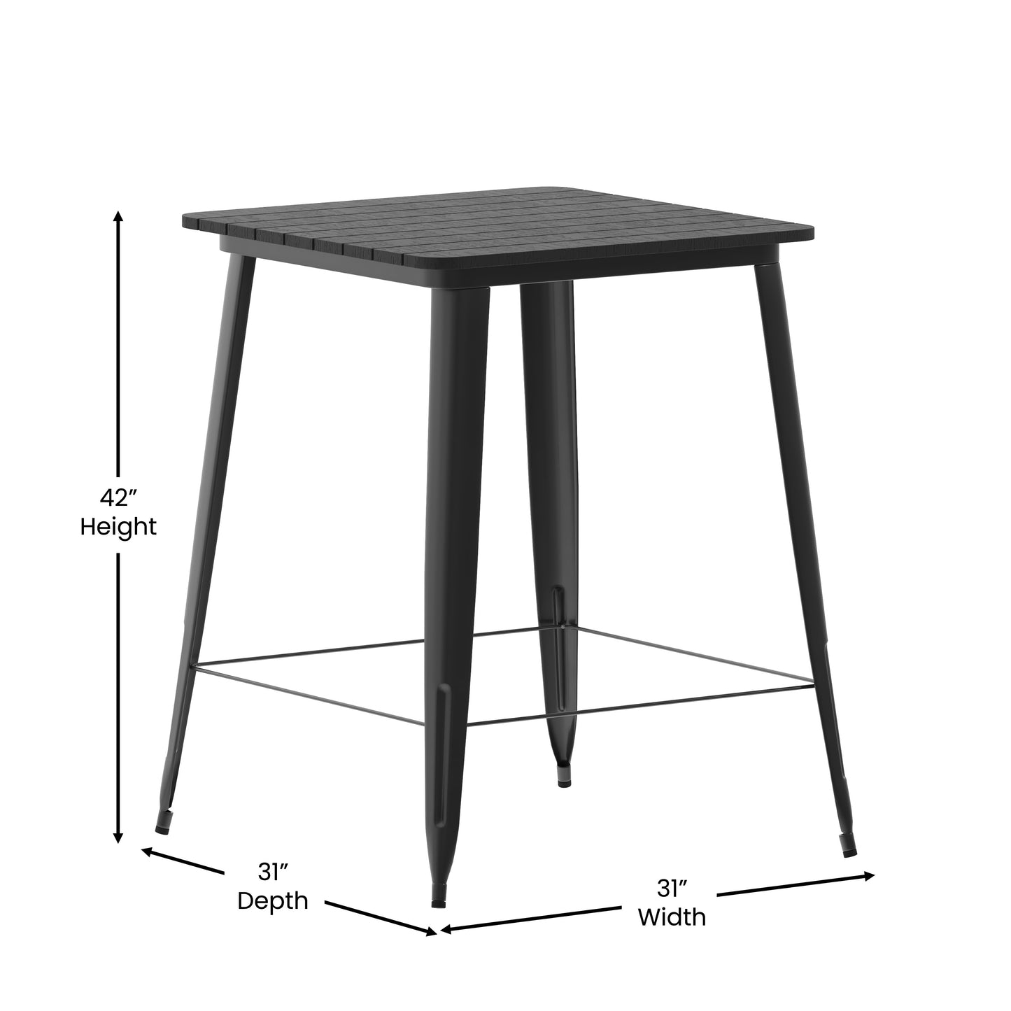 31.5" SQ BK/BK Bar Top Table JJ-T14619H-80-BKBK-GG