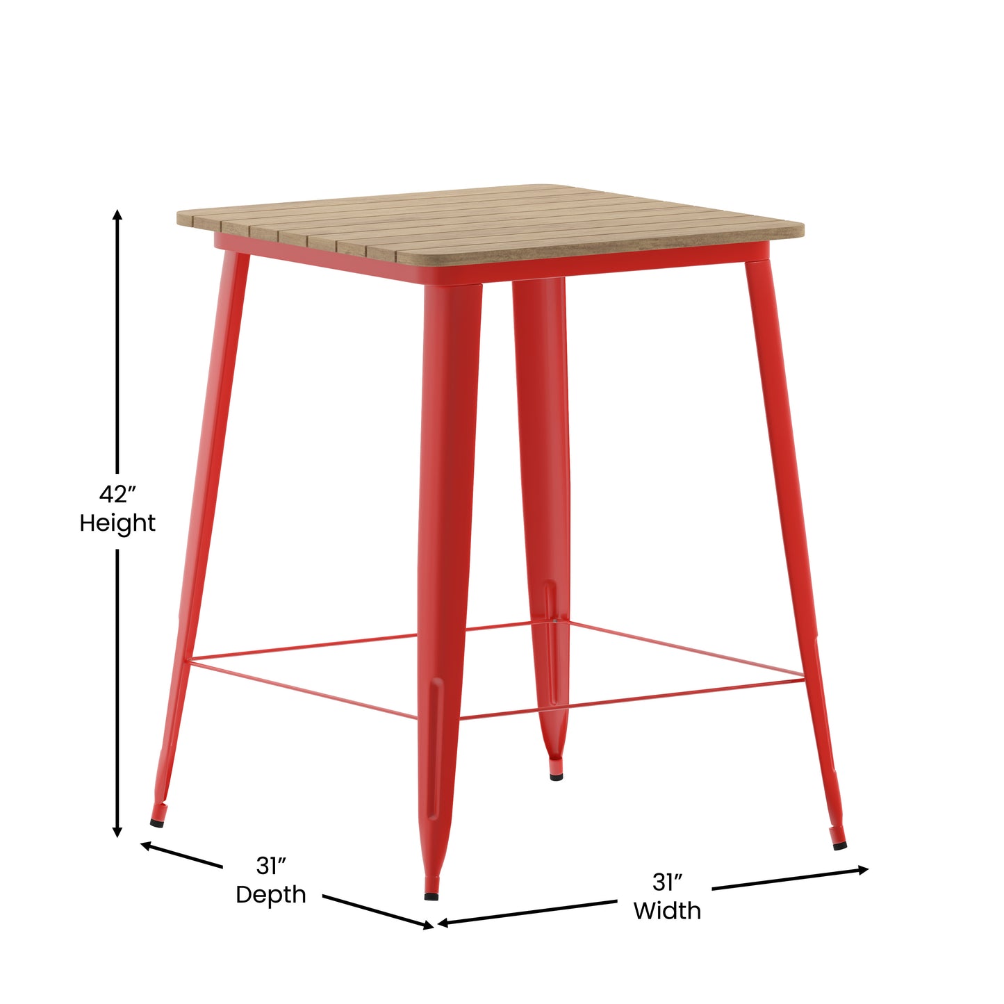 31.5" SQ BR/RED Bar Top Table JJ-T14619H-80-BRRD-GG