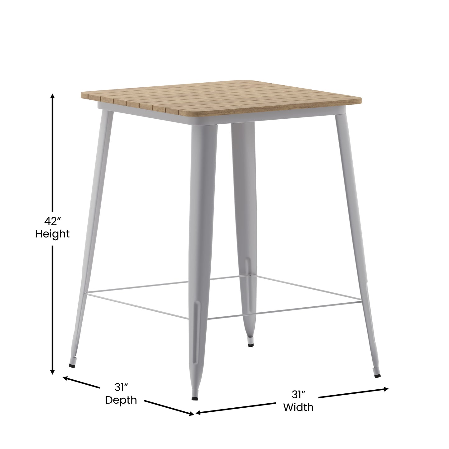 31.5" SQ BR/SIL Bar Top Table JJ-T14619H-80-BRSL-GG