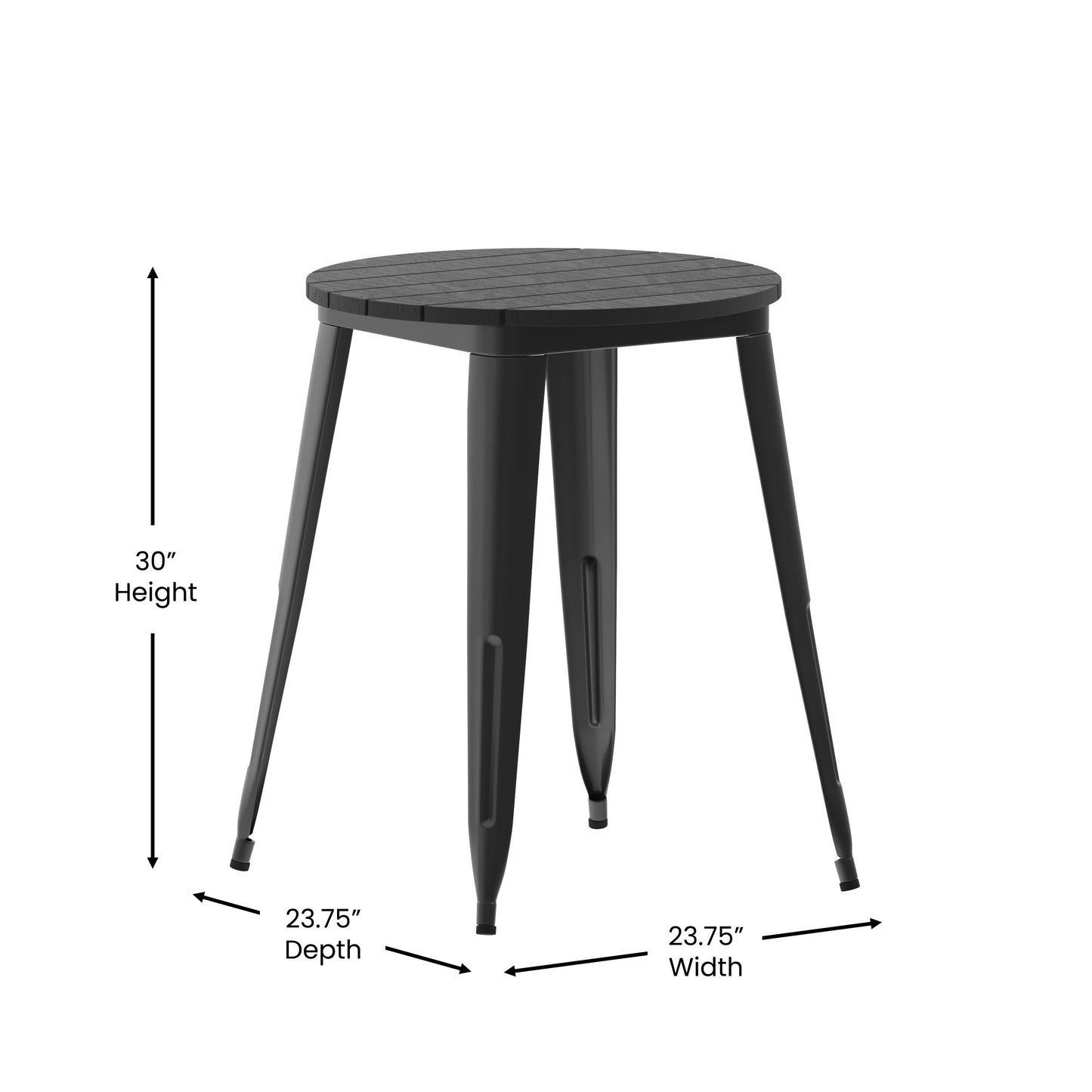 23.75" RD BK/BK Dining Table JJ-T14623-60-BKBK-GG