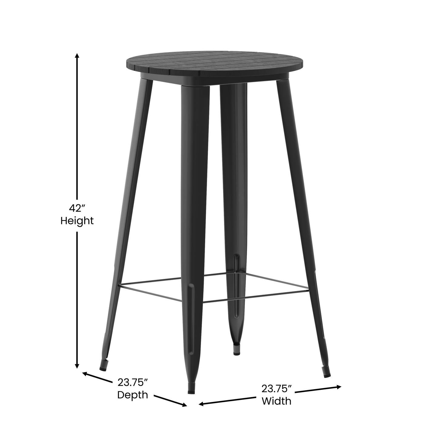 23.75" RD BK/BK Bar Top Table JJ-T14623H-60-BKBK-GG