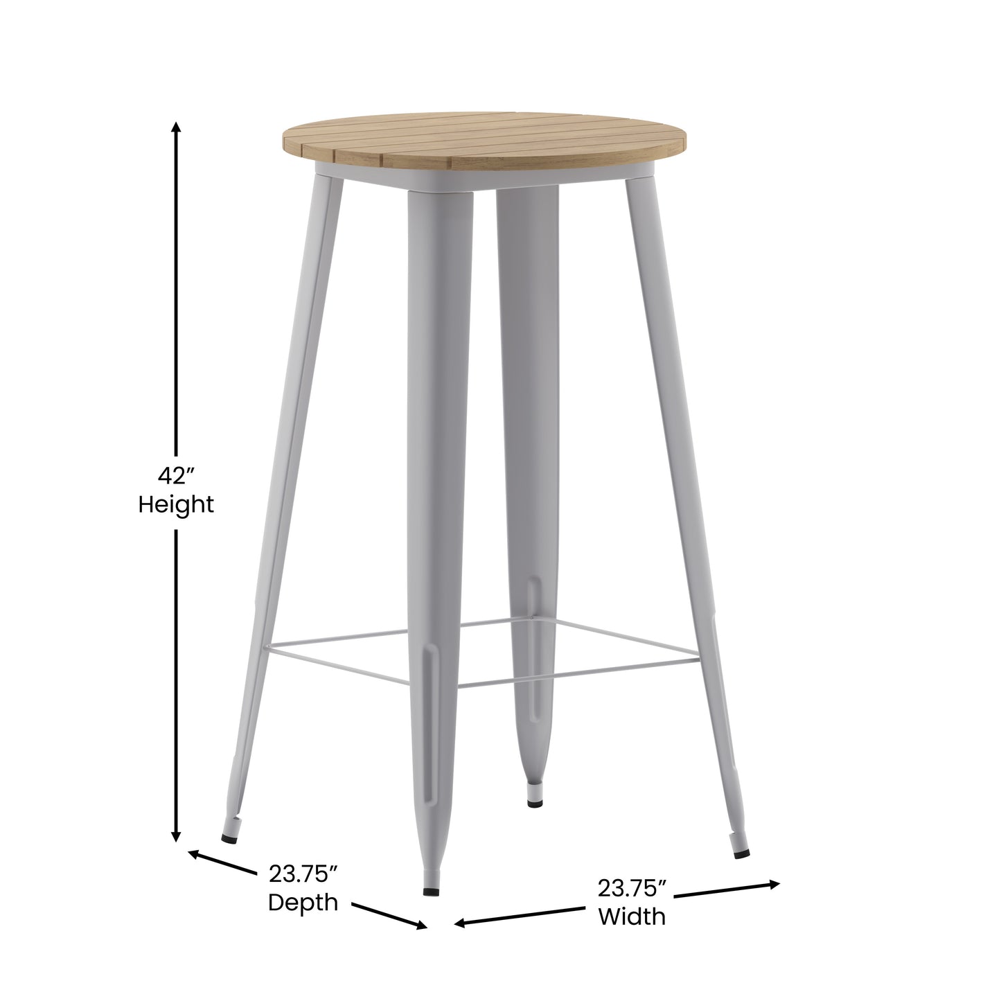 23.75" RD BR/SIL Bar Top Table JJ-T14623H-60-BRSL-GG