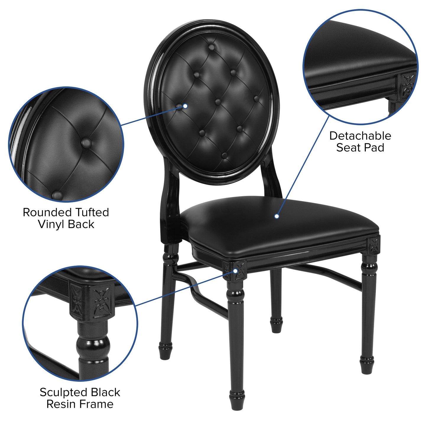 Tufted Black Dining Chair LE-B-B-T-MON-GG