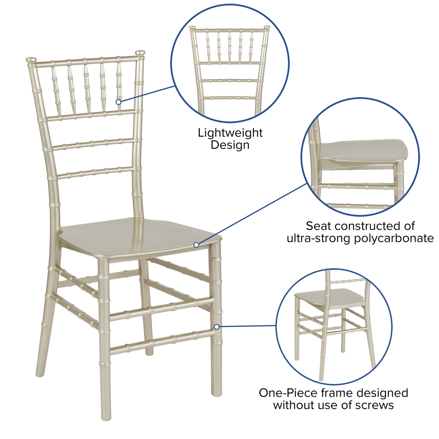 Champagne Resin Chiavari Chair LE-CHAMP-M-GG