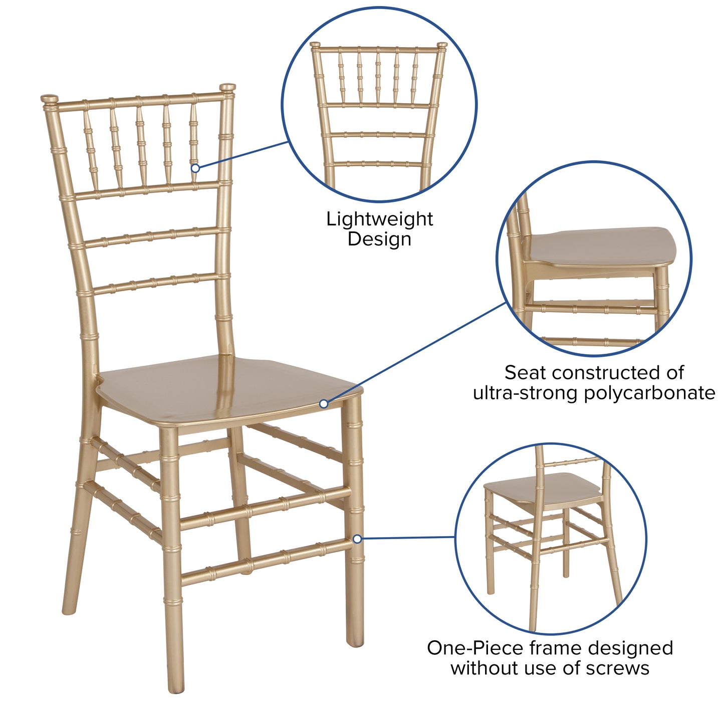 Gold Resin Chiavari Chair LE-GOLD-M-GG