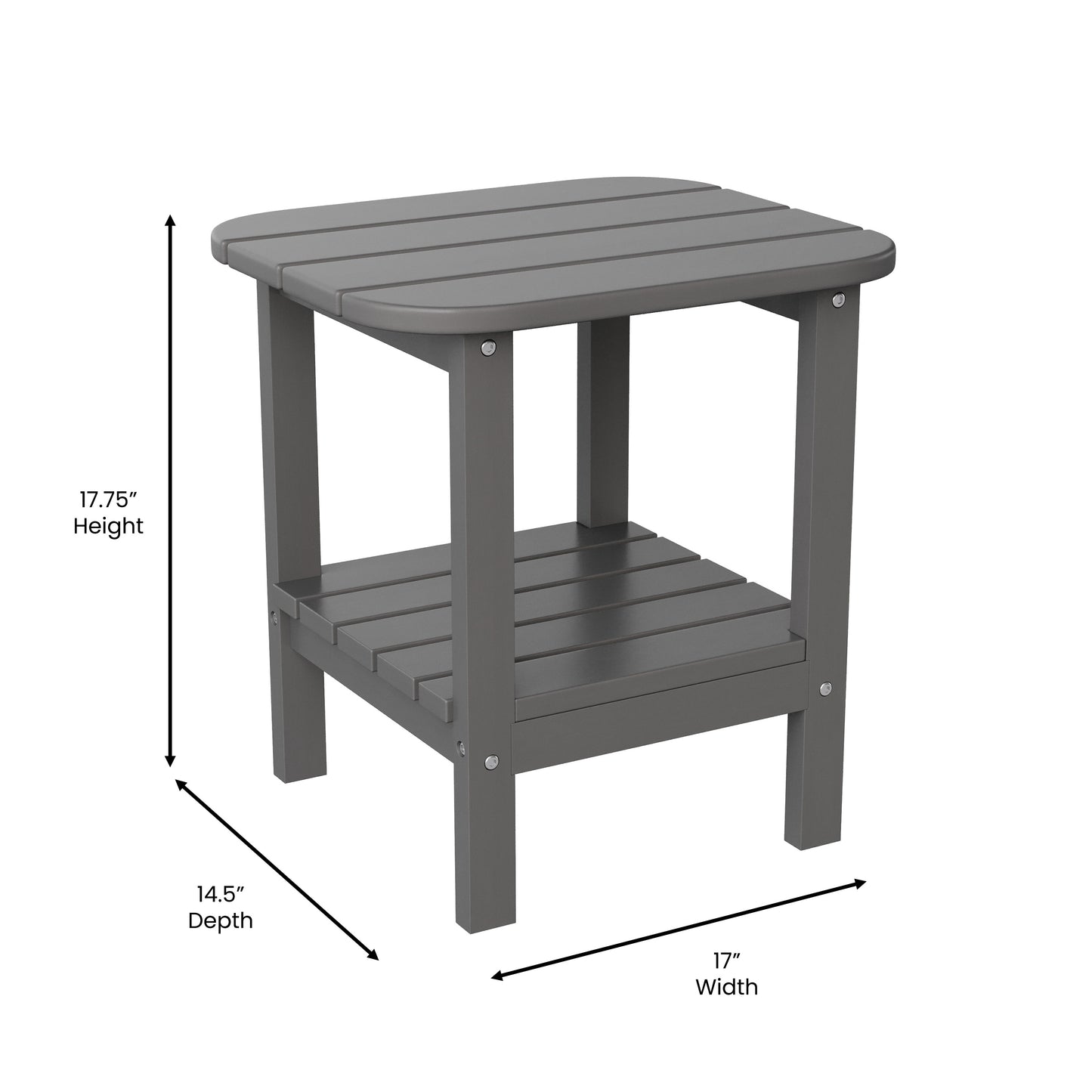 Gray 2 Tier Patio Side Table LE-HMP-1035-1517H-GY-GG