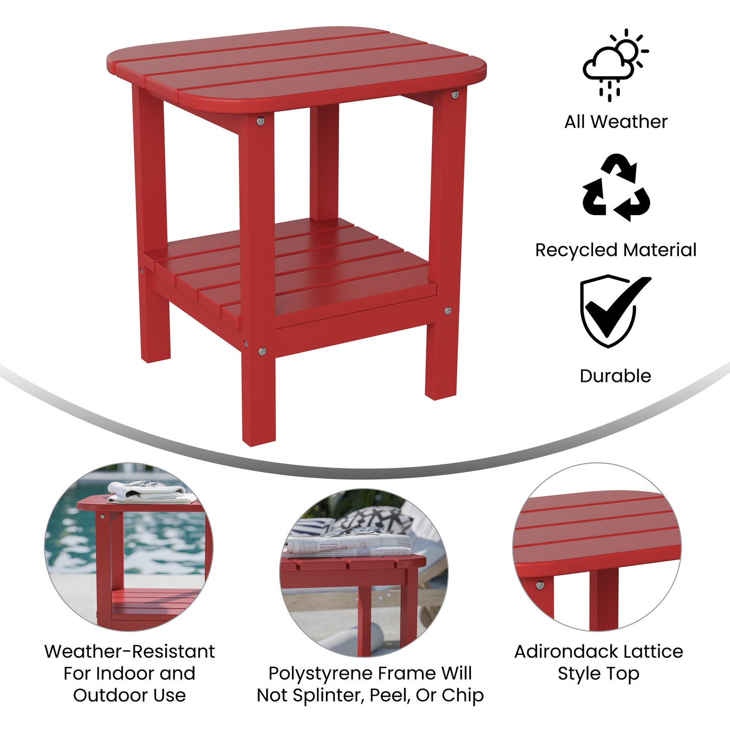 Red 2 Tier Patio Side Table LE-HMP-1035-1517H-RD-GG