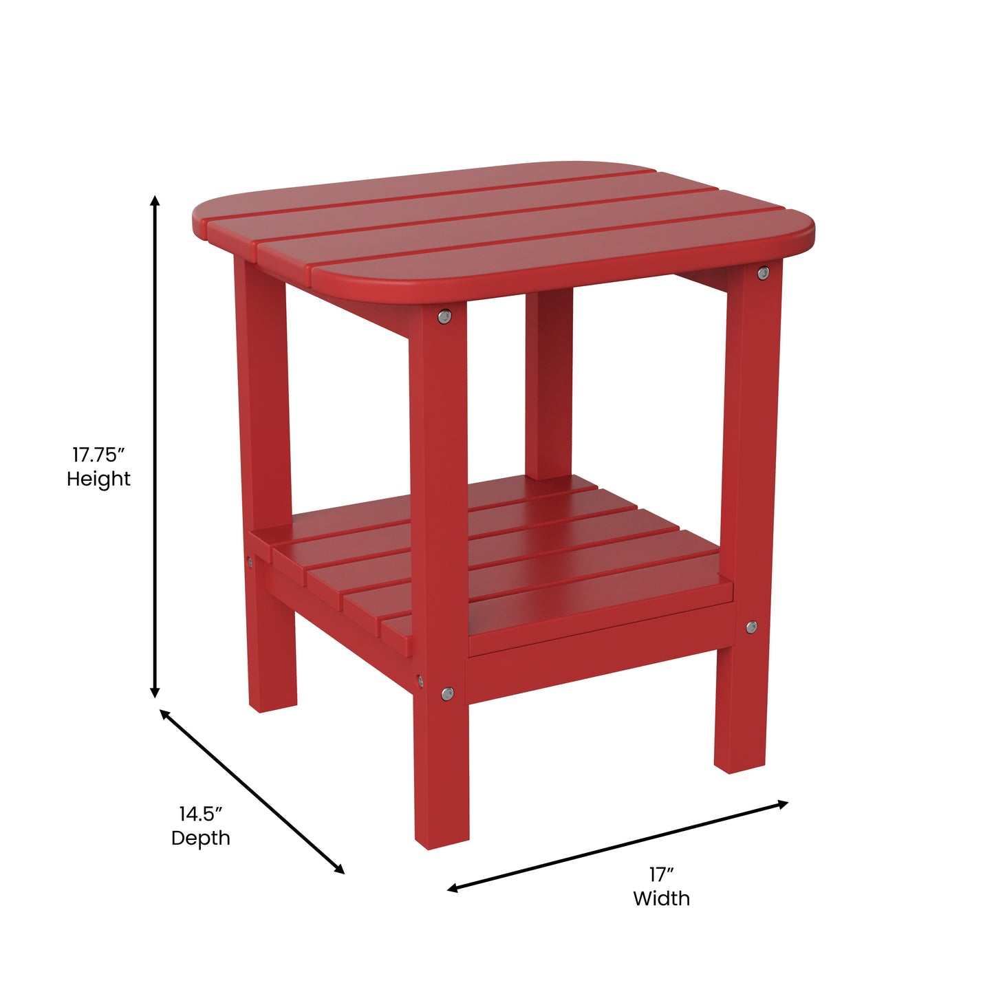 Red 2 Tier Patio Side Table LE-HMP-1035-1517H-RD-GG