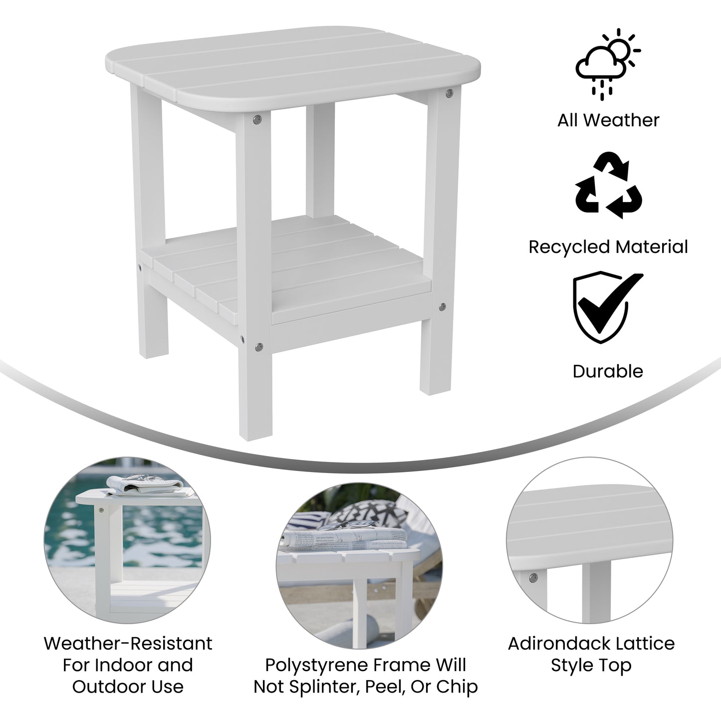 White 2 Tier Patio Side Table LE-HMP-1035-1517H-WT-GG