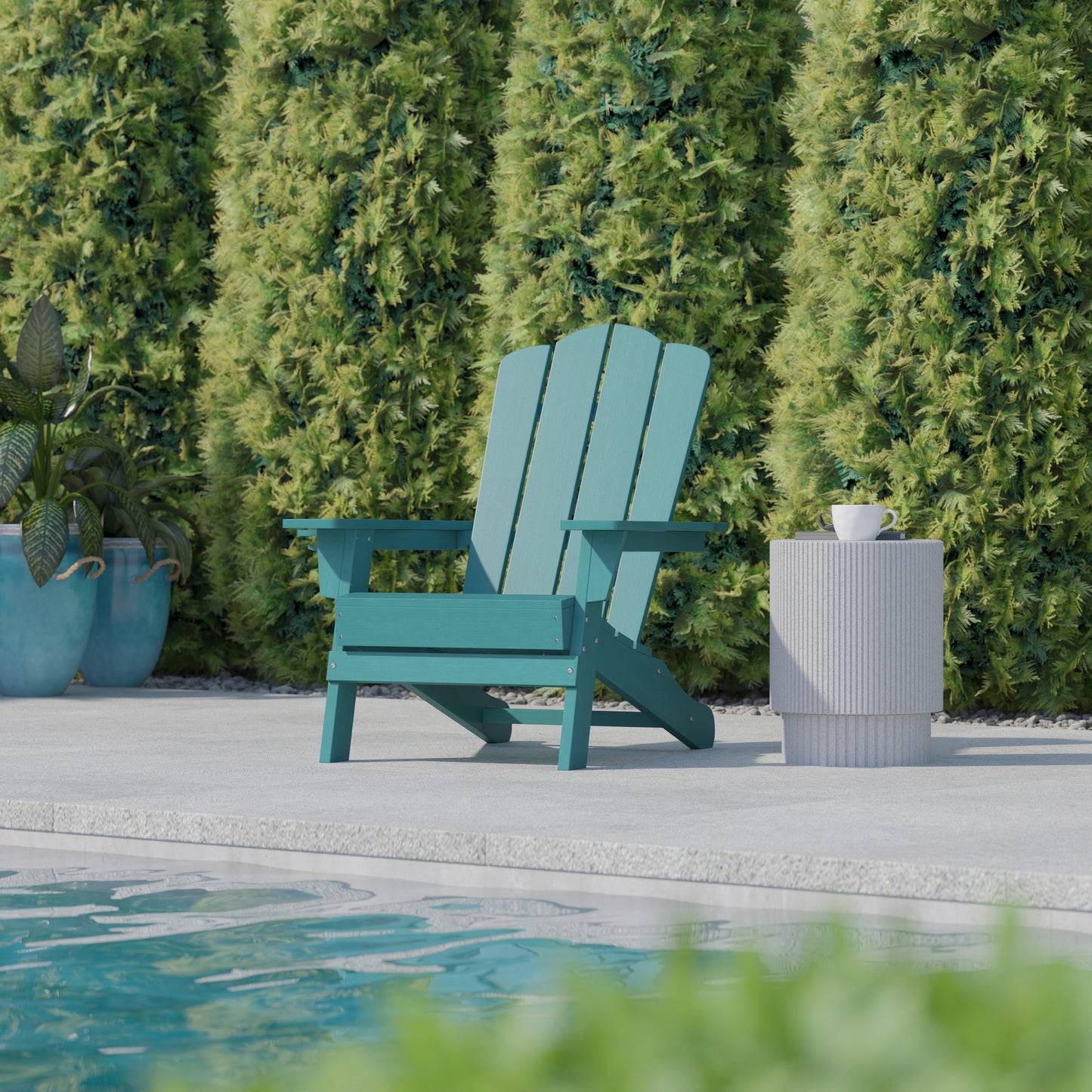 Blue Patio Chair - Cupholder LE-HMP-1044-10-BL-GG