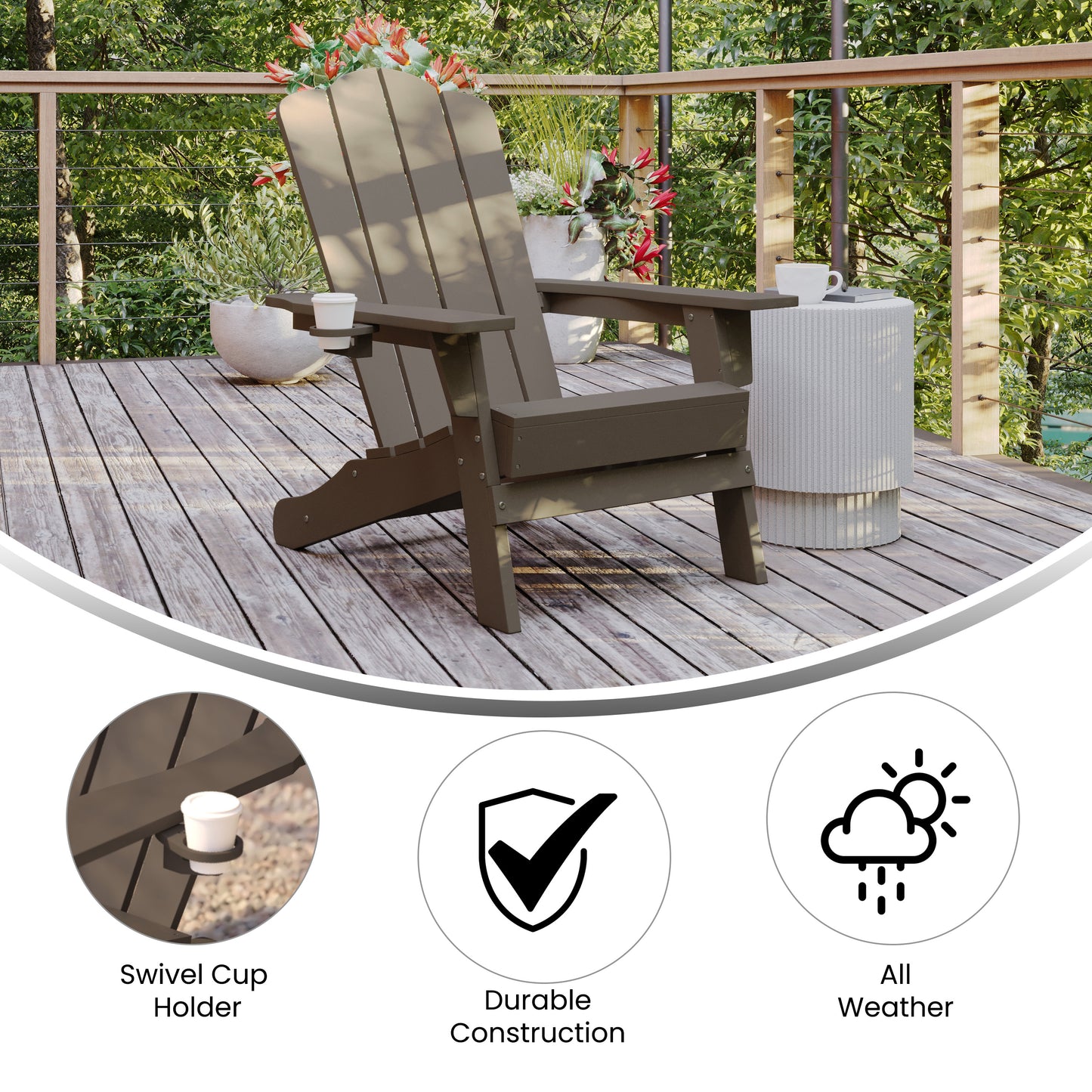 Brown Patio Chair - Cupholder LE-HMP-1044-10-BR-GG