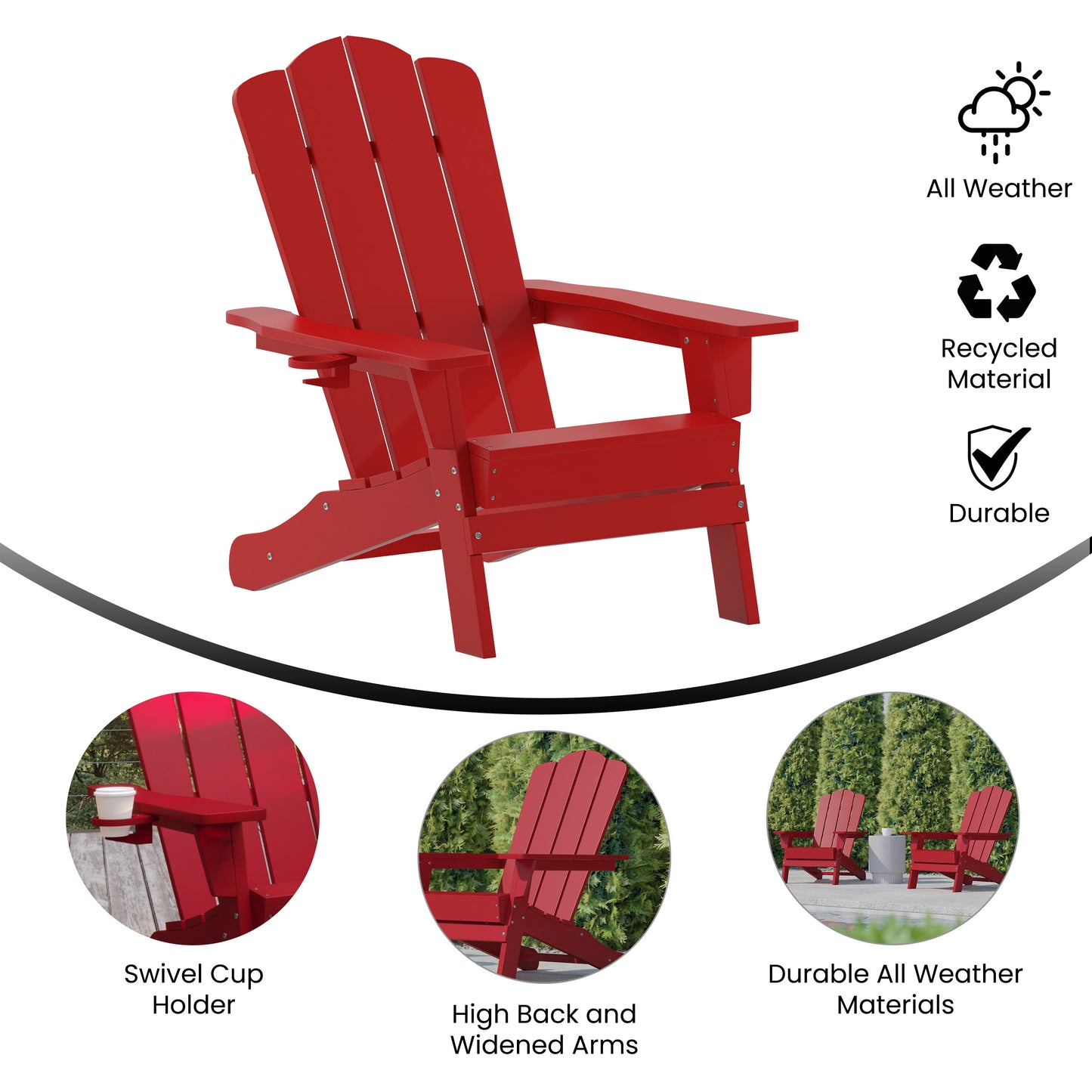 Red Patio Chair - Cupholder LE-HMP-1044-10-RD-GG