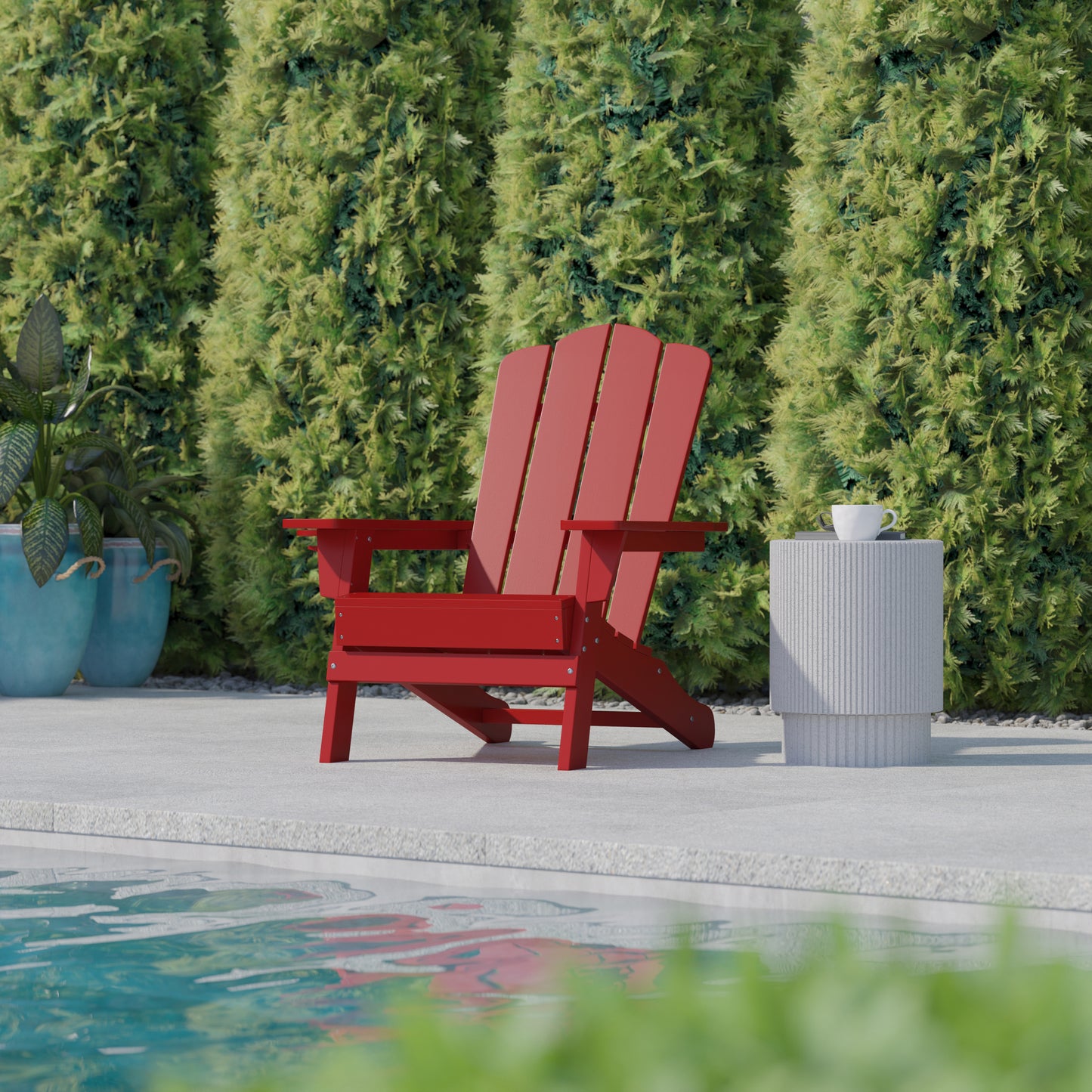 Red Patio Chair - Cupholder LE-HMP-1044-10-RD-GG