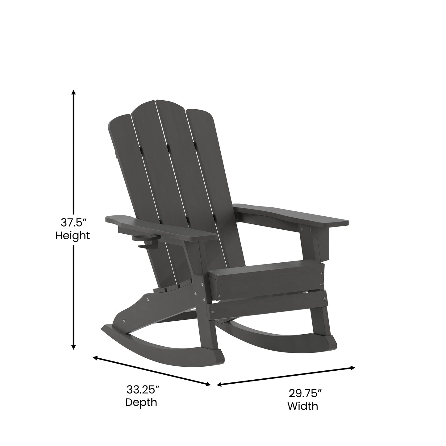 Gray Rocking Chair-Cupholder LE-HMP-1044-31-GY-GG