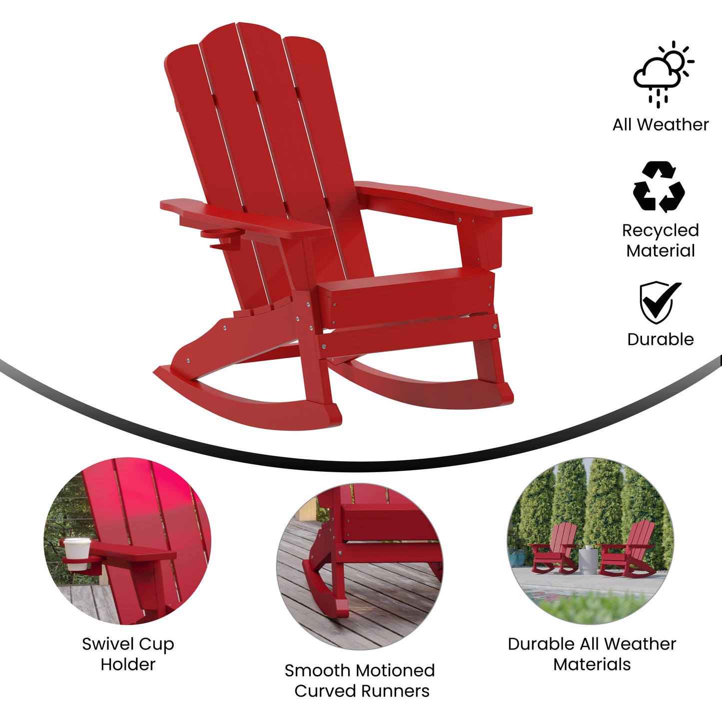 Red Rocking Chair-Cupholder LE-HMP-1044-31-RD-GG