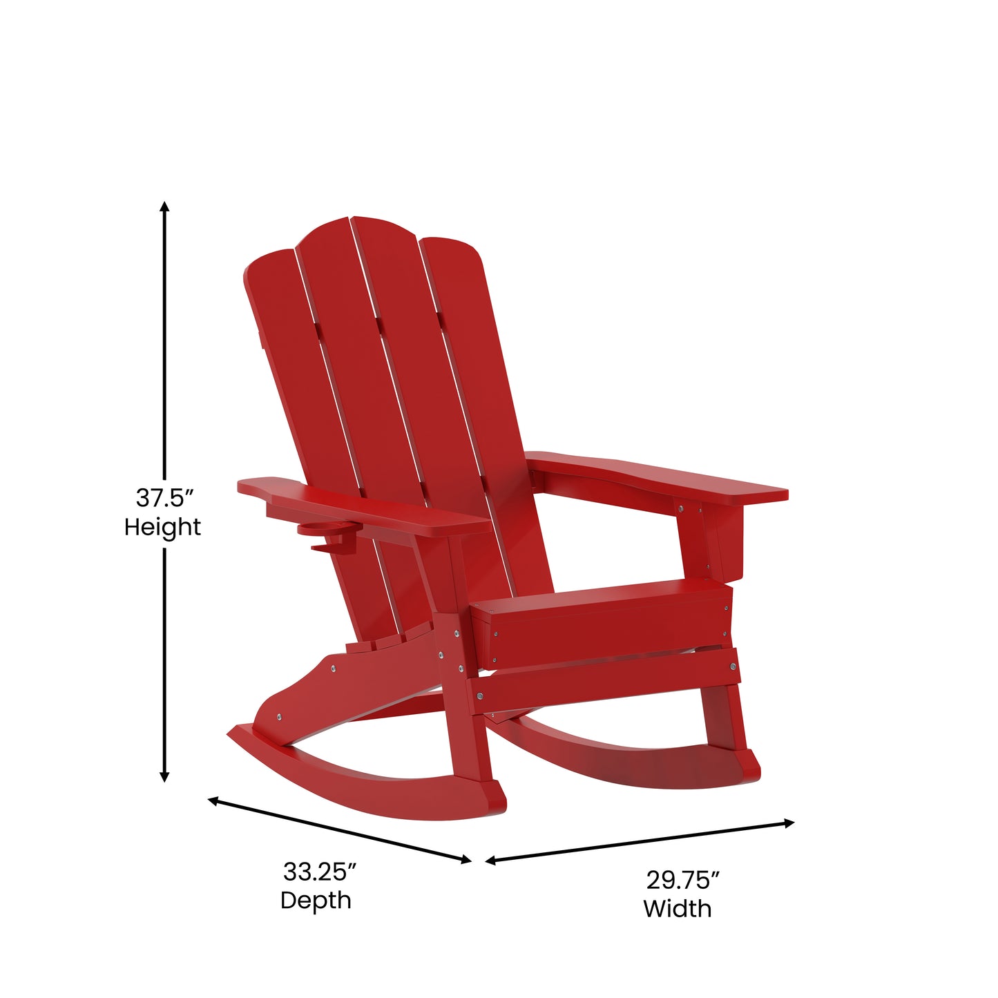 Red Rocking Chair-Cupholder LE-HMP-1044-31-RD-GG