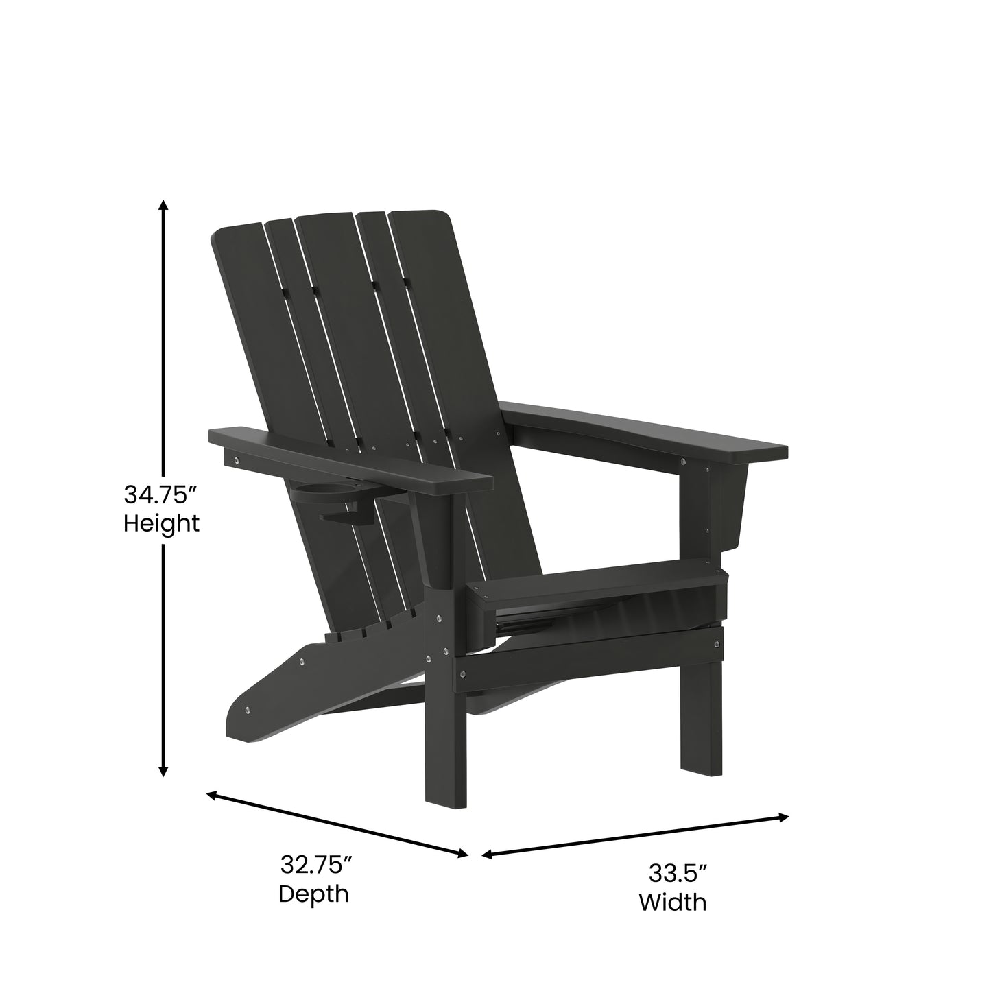 Black Patio Chair - Cupholder LE-HMP-1045-10-BK-GG