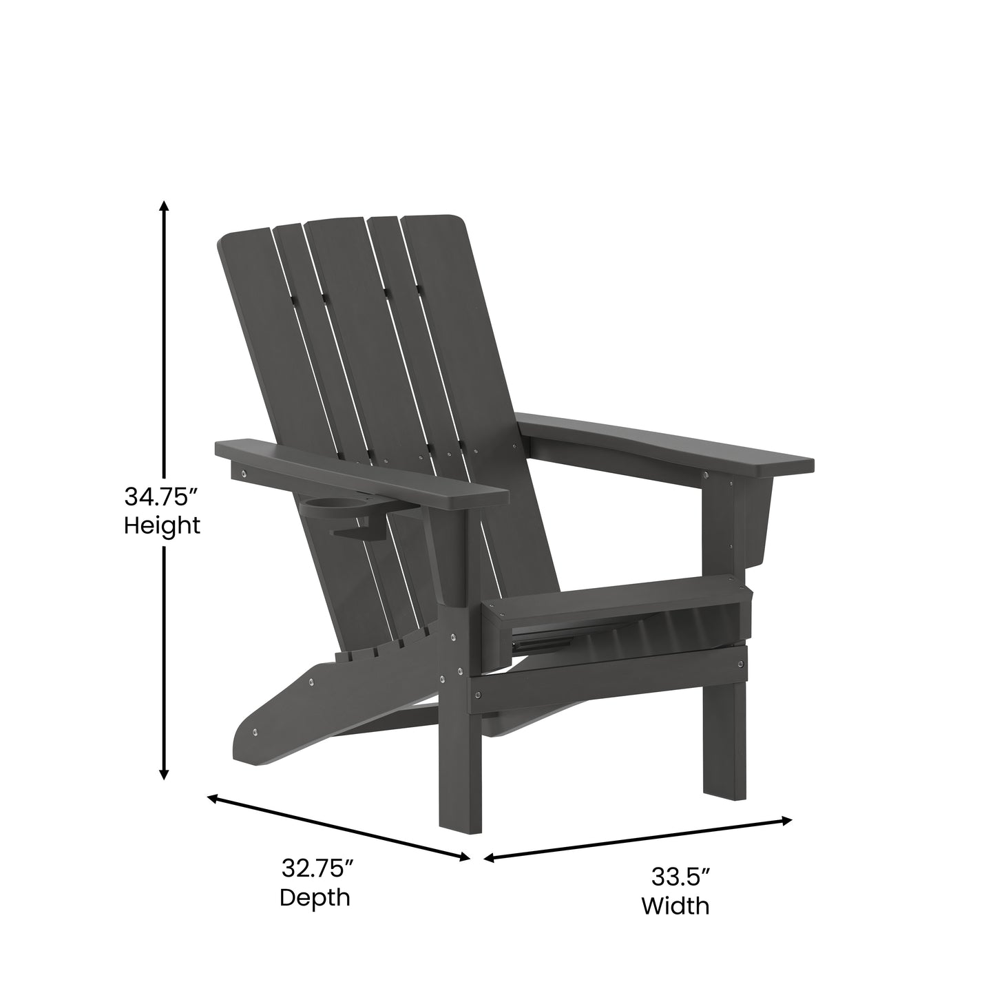 Gray Patio Chair - Cupholder LE-HMP-1045-10-GY-GG