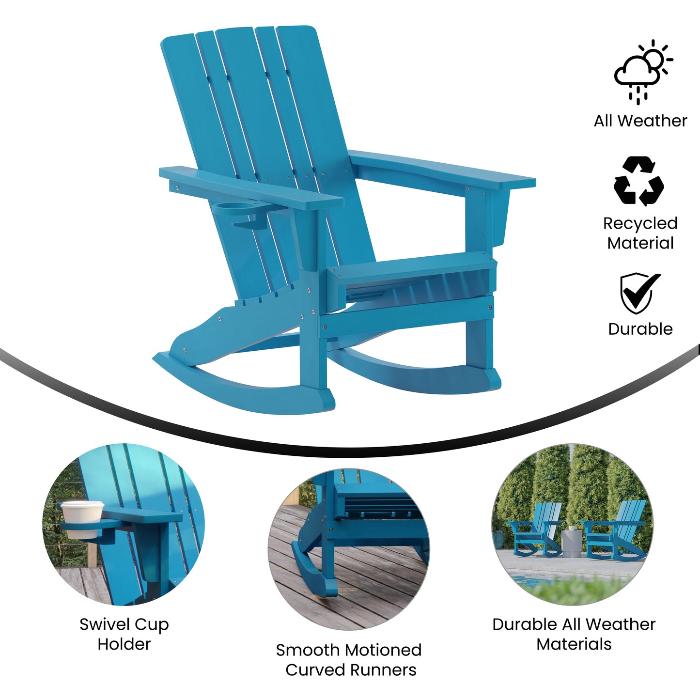 Blue Rocking Chair-Cupholder LE-HMP-1045-31-BL-GG