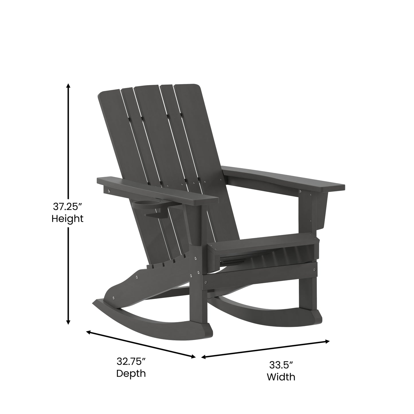 Gray Rocking Chair-Cupholder LE-HMP-1045-31-GY-GG